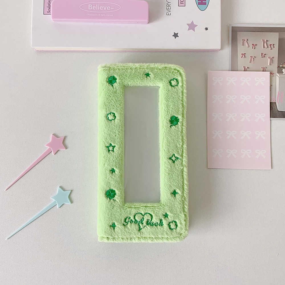 Cute Plush Mini Photocard Holder, 4 Grid Transparent PVC Card Holder for 20 Pages & 40 Photos, Star Photo Album Storage