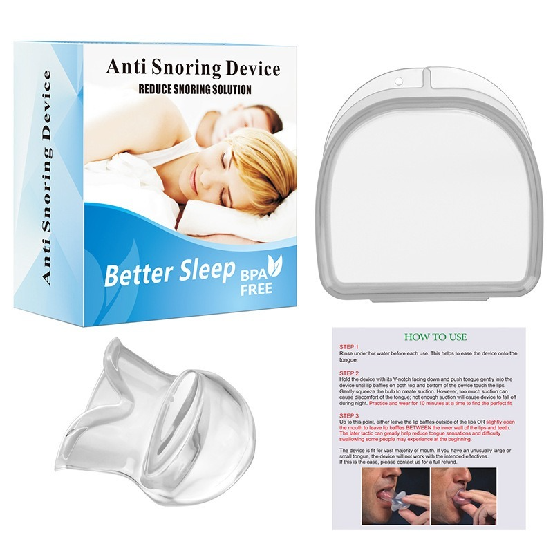 Medical Anti Snore Device Tongue Retainer Mouthpiece to Stop Snoring