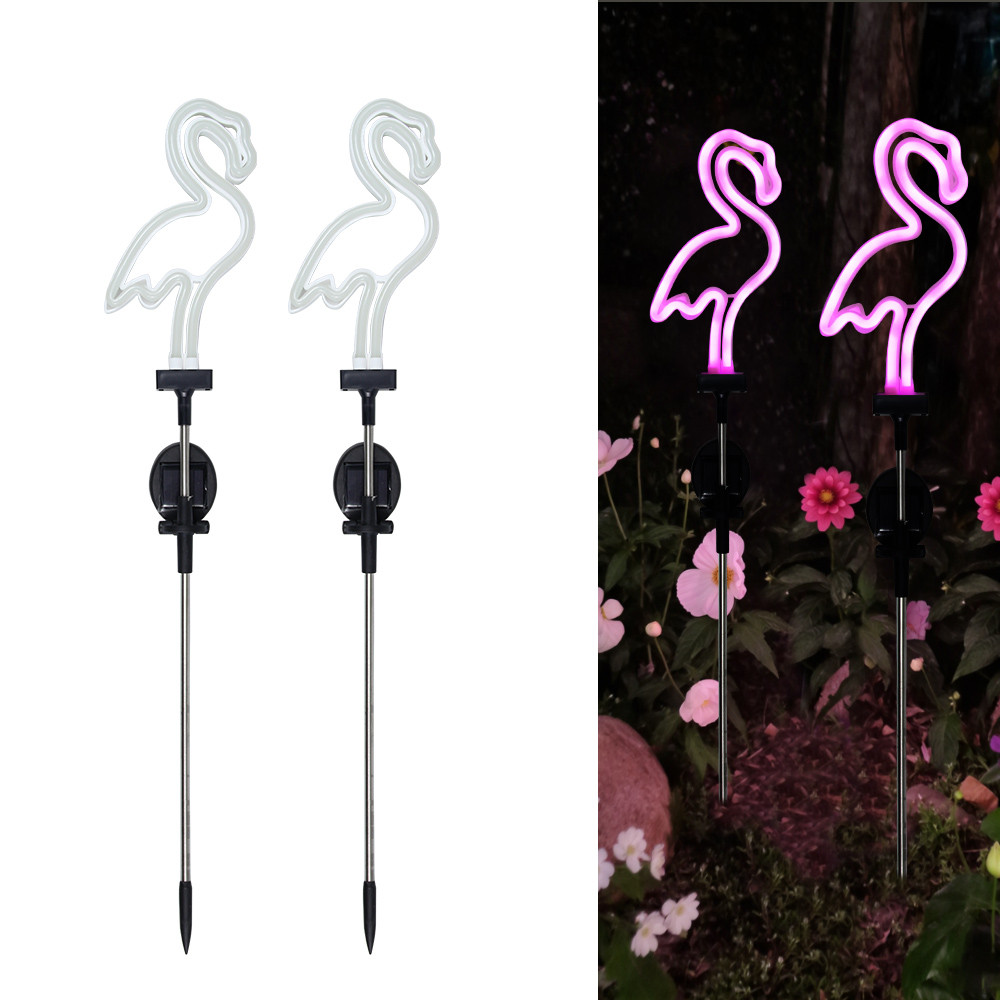 Solar Neon Flamingo Lights, Waterproof Landscape Garden Decoration for Outdoor Lawn, Terrace & Patio Walkway