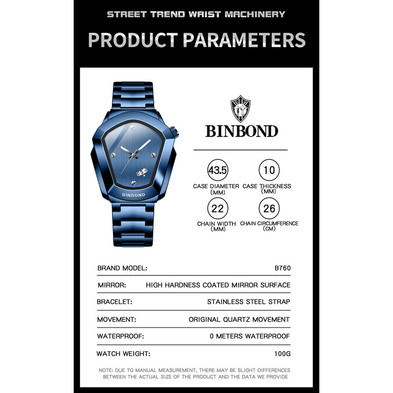 BINBOND Fashion Men Watch for 2025, Motorcycle Concept Large Face Watch, Business Style Waterproof Timepiece