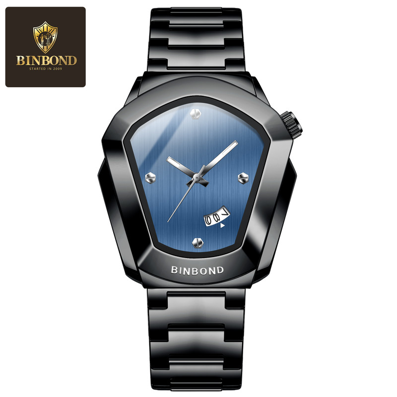 BINBOND Fashion Men Watch for 2025, Motorcycle Concept Large Face Watch, Business Style Waterproof Timepiece