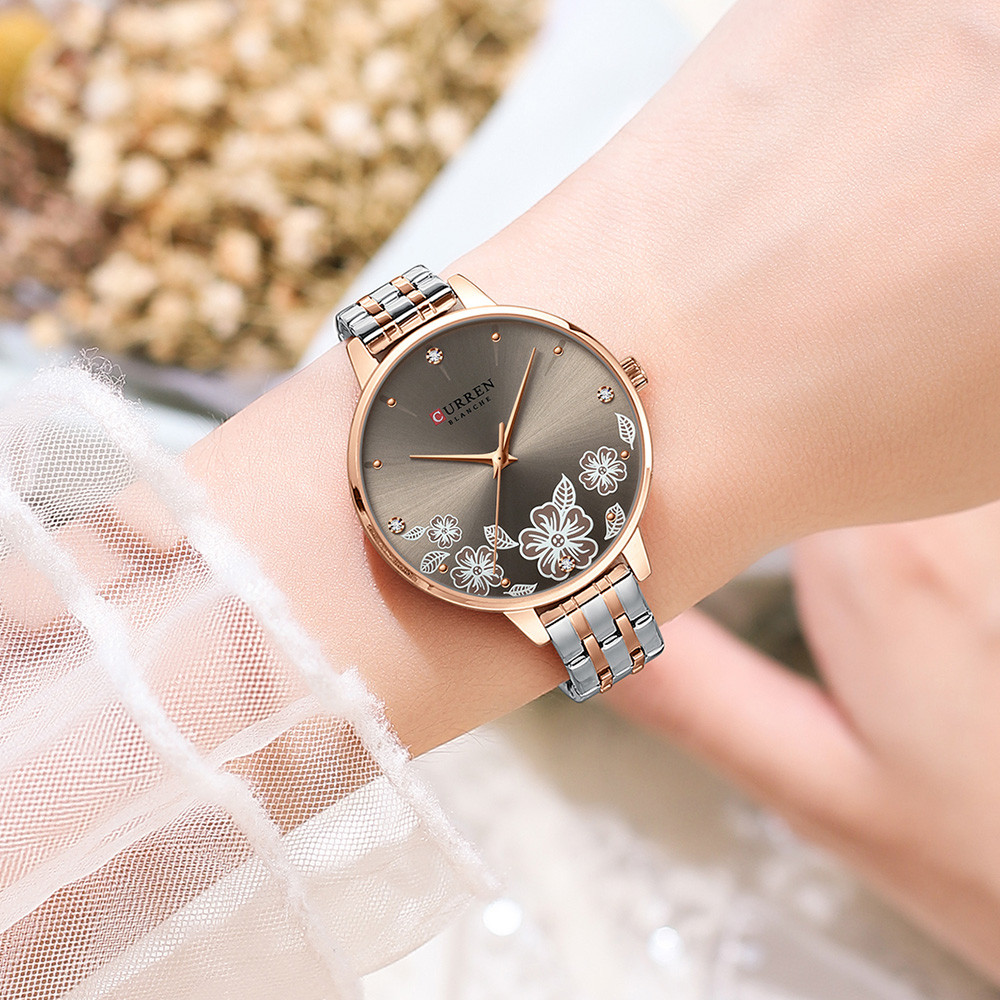 CURREN Fashion Women Watches Stainless Steel, Ultra Thin Quartz Watch for Women, Elegant Romantic Clock, Montre Femme
