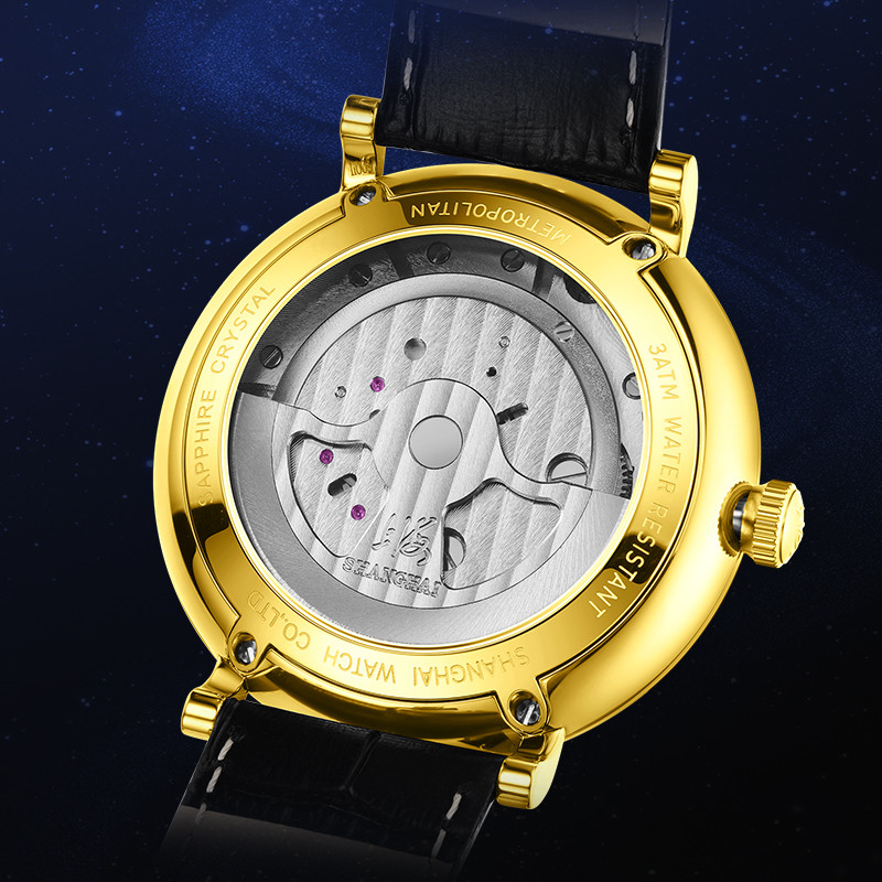 Men Mechanical Watch Shanghai Movement Dome Mirror Sapphire Crystal Luxury Tourbillon Leather Strap 2