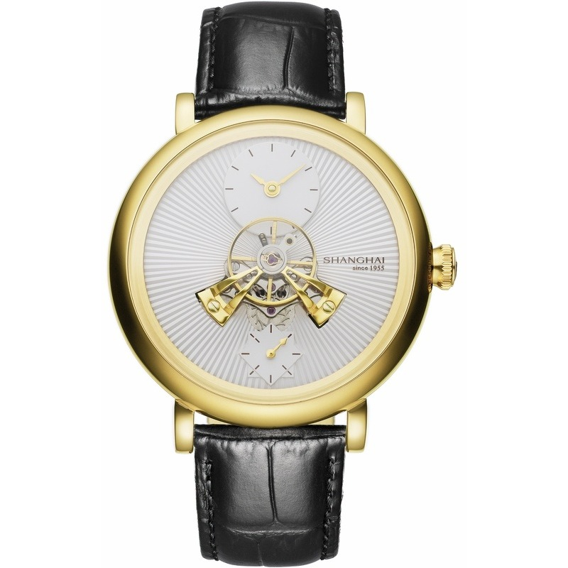 Men Mechanical Watch Shanghai Movement Dome Mirror Sapphire Crystal Luxury Tourbillon Leather Strap 6