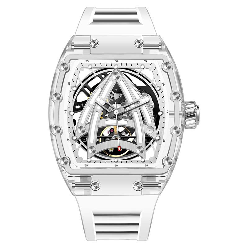 Luxury PINDU Men Mechanical Watch, Skeleton Design, Sapphire Glass, Waterproof Stainless Steel Automatic Wristwatch