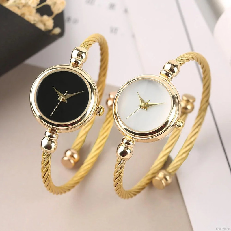 Stainless Steel Ladies Quartz Wristwatch, Women Simple Small Bracelet Watch, Retro Fashion Casual Design