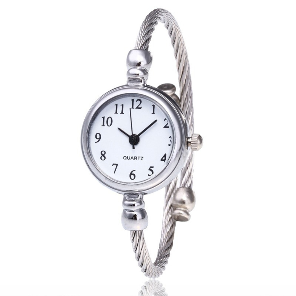 Stainless Steel Ladies Quartz Wristwatch, Women Simple Small Bracelet Watch, Retro Fashion Casual Design