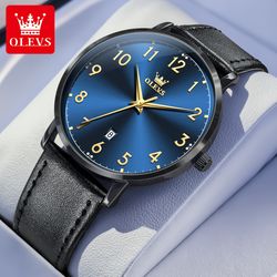 top brand olevs men fashion quartz watch, digital dial waterproof watch for men, auto date wristwatch minimalist style