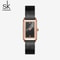 Delicate Rectangle Dial Gold Slim Watch for Women, Mesh Strap Waterproof Quartz Women's Elegant Timepiece