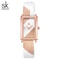 Delicate Rectangle Dial Gold Slim Watch for Women, Mesh Strap Waterproof Quartz Women's Elegant Timepiece