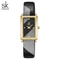 Delicate Rectangle Dial Gold Slim Watch for Women, Mesh Strap Waterproof Quartz Women's Elegant Timepiece