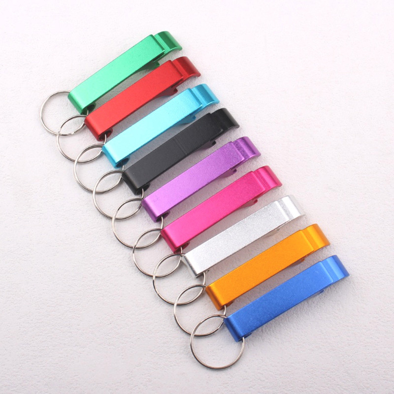 Portable Metal Mini Beer Can Opener, Colorful Key Ring Chain, Keychain Metal Bottle Opener Bar Tools Accessories