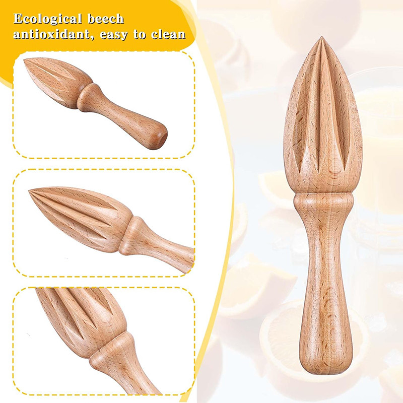 Manual Wooden Citrus Reamer Lemon Squeezer, Portable Hand Juicer for Oranges Lemons, Mini Fruit Juicer Kitchen Tool