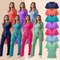 Womens Medical Scrubs Uniform Nurse Scrub Set with Pocket Top & Pants 2 Piece Work Wear