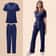 Womens Medical Scrubs Uniform Nurse Scrub Set with Pocket Top & Pants 2 Piece Work Wear