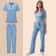 Womens Medical Scrubs Uniform Nurse Scrub Set with Pocket Top & Pants 2 Piece Work Wear