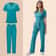 Womens Medical Scrubs Uniform Nurse Scrub Set with Pocket Top & Pants 2 Piece Work Wear