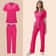 Womens Medical Scrubs Uniform Nurse Scrub Set with Pocket Top & Pants 2 Piece Work Wear