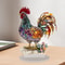 Creative Colorful Beautiful Rooster Ornament 2D Flat Acrylic Mascot Statue for Home Bookshelf, Office Desk & Friend Gift