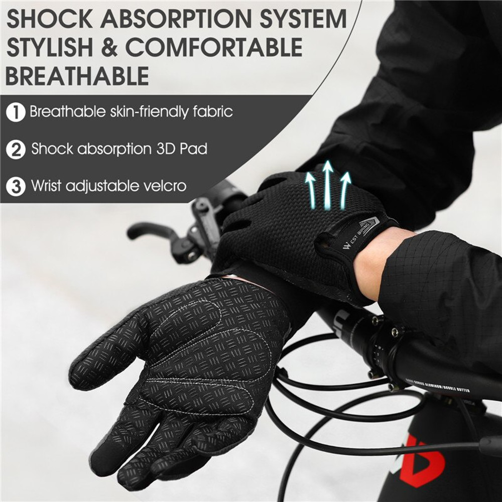 Premium Full Finger Cycling Gloves Touch Screen Compatible NonSlip Silicone Palm For MTB Driving 2