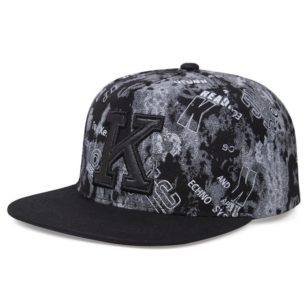 K Letter Baseball Cap Spring Summer Style, Flat Brim Hip Hop Hat for Men and Women, Outdoor UV Sun Protection Cap