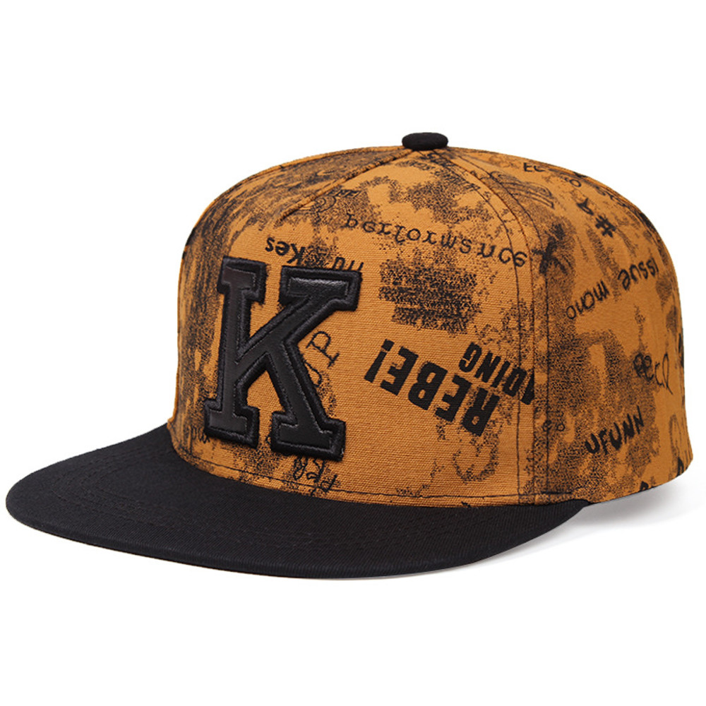 K Letter Baseball Cap Spring Summer Style, Flat Brim Hip Hop Hat for Men and Women, Outdoor UV Sun Protection Cap