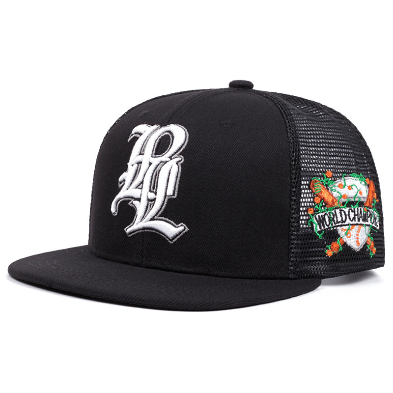 LPL Embroidered Flat Edge Mesh Hat, Fashion Baseball Cap for Men, Women, Hip Hop Style, Outdoor Sun Protection Hat