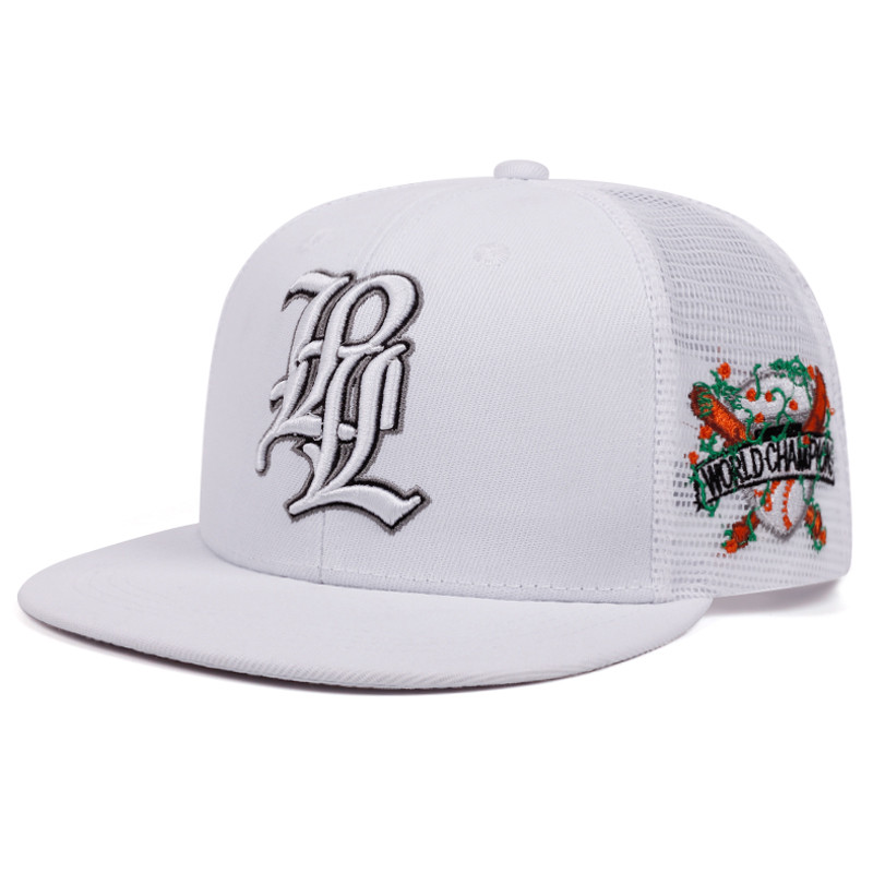 LPL Embroidered Flat Edge Mesh Hat, Fashion Baseball Cap for Men, Women, Hip Hop Style, Outdoor Sun Protection Hat