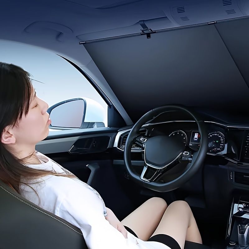Retractable Car Sunshade Auto Front Windshield Sun Visor for Heat Protection | Universal Fit & Roll Up Closure