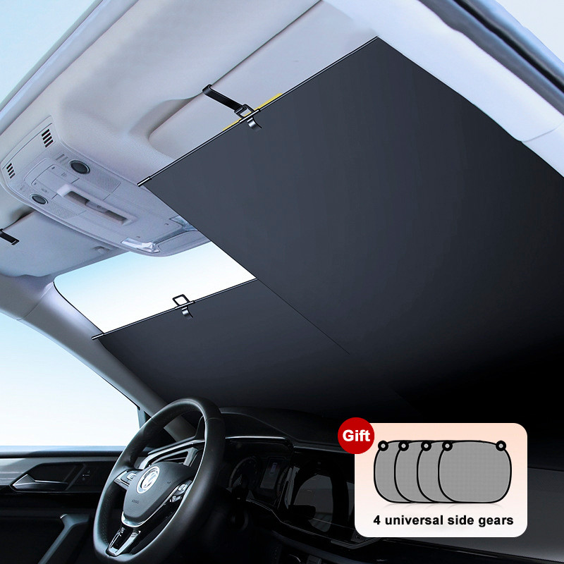 Retractable Car Sunshade Auto Front Windshield Sun Visor for Heat Protection | Universal Fit & Roll Up Closure