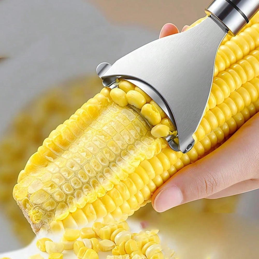 Serrated Corn Stripper Cutter, Stainless Steel Corn Peeler, Cob Shaver Planer, Fruit Vegetable Kitchen Gadget Tool