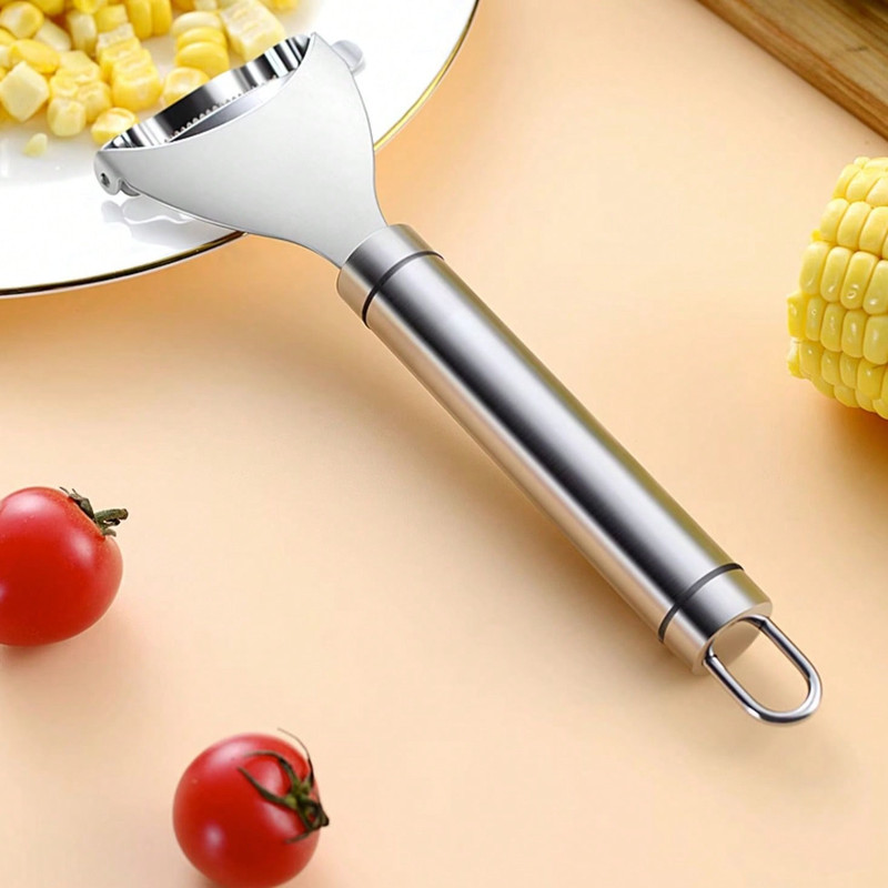 Serrated Corn Stripper Cutter, Stainless Steel Corn Peeler, Cob Shaver Planer, Fruit Vegetable Kitchen Gadget Tool