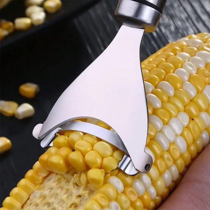 Serrated Corn Stripper Cutter, Stainless Steel Corn Peeler, Cob Shaver Planer, Fruit Vegetable Kitchen Gadget Tool