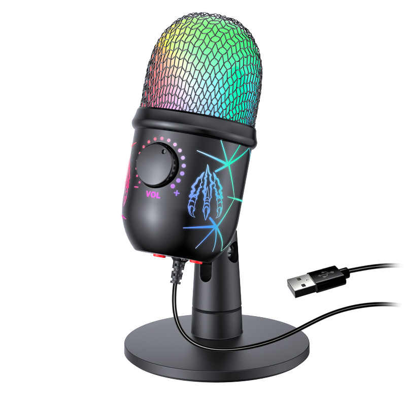 USB Microphone For Gaming And Streaming PC Mac Mic With RGB Lights Mute Noise Reduction Stereo Moni 4