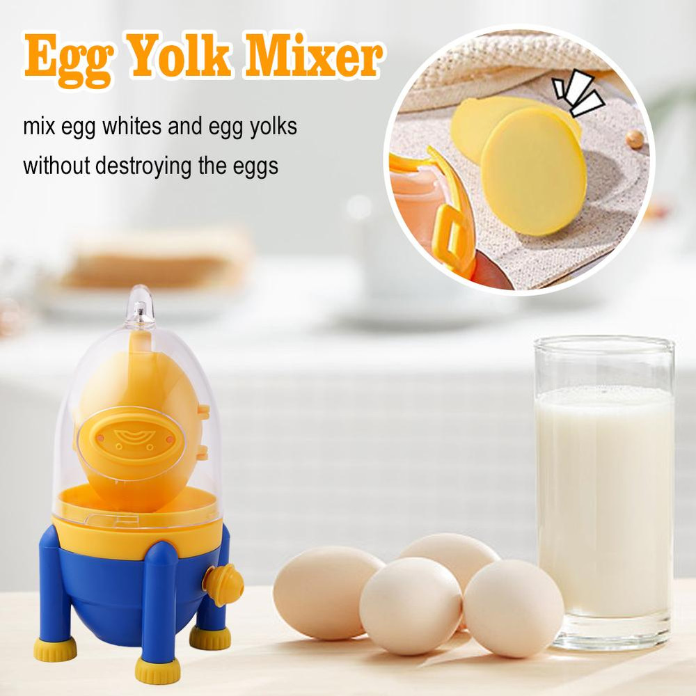 Manual Egg Scrambler Shaker Egg Yolk Mixer, Kitchen Gadget, Portable Egg Puller Mixer Golden Maker Tool