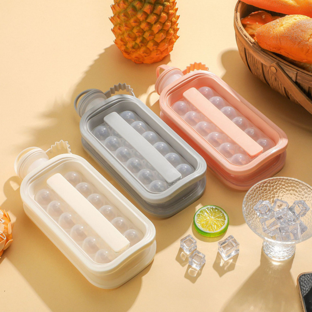 2 in 1 Portable Ice Cube Tray Circular Ice Mold Maker, Water Bottle Cooling Tray, 12 Grid Flat Lid Popsicle Mold