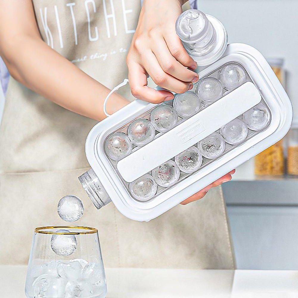 2 in 1 Portable Ice Cube Tray Circular Ice Mold Maker, Water Bottle Cooling Tray, 12 Grid Flat Lid Popsicle Mold