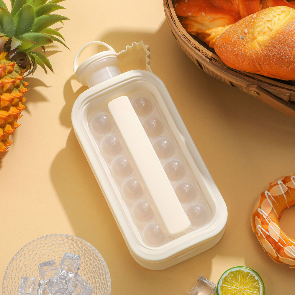 2 in 1 Portable Ice Cube Tray Circular Ice Mold Maker, Water Bottle Cooling Tray, 12 Grid Flat Lid Popsicle Mold