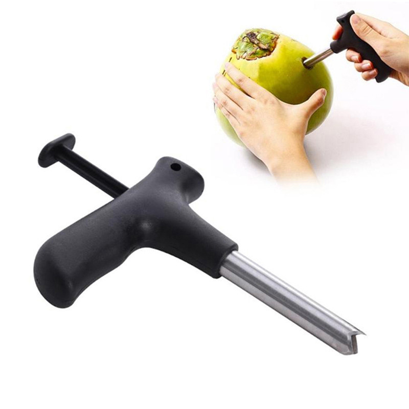 Coconut Opener Tool Black Water Punch Tap, Drill Straw Cutter for Fruit Opening, Kitchen Tool Gift Idea
