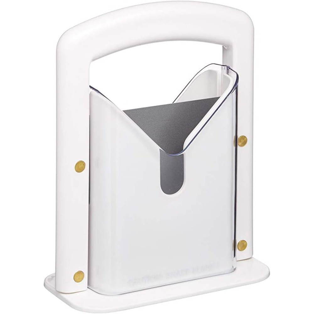 Manual Precision Bagel Cutter with Safety Shield, White 9.25 Inch Kitchen Tool, Cleanly Slices Bagels and More