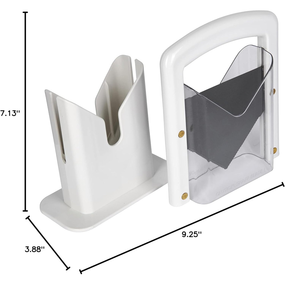 Manual Precision Bagel Cutter with Safety Shield, White 9.25 Inch Kitchen Tool, Cleanly Slices Bagels and More