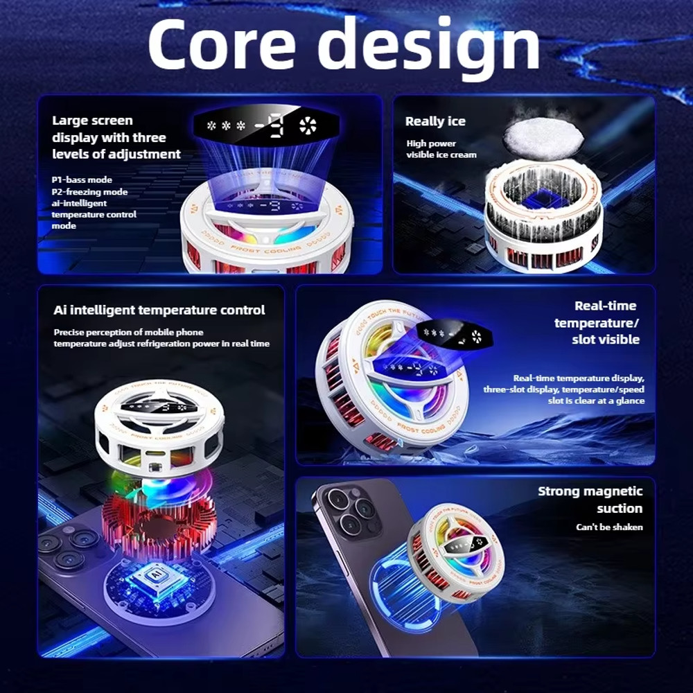 Mobile Cooler With Magnetic Back Clip RGB Light 2 In 1 Semiconductor Radiator For IOS Android PUBG 3