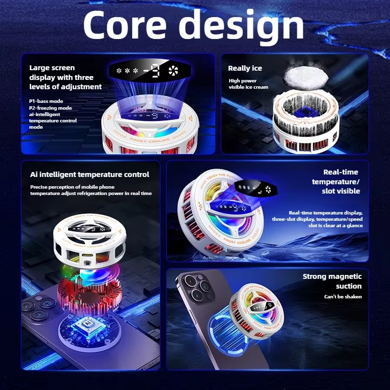 Mobile Cooler With Magnetic Back Clip RGB Light 2 In 1 Semiconductor Radiator For IOS Android PUBG 3