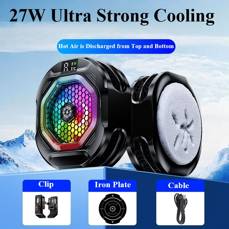 TH12 Pro 27W Phone Cooler Magnetic Ice Cooling, Clip-on Gaming Cooler, Strong Fast Chill, Temperature Control