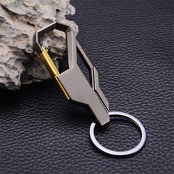 silver metal punk key ring, inlay keychain for classic car keys, stylish gift for men and women, romantic key chain