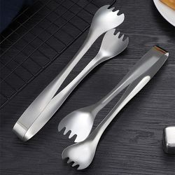 stainless steel non slip food tongs for meat, salad, bread, cake clamp, serving clip, cooking utensils