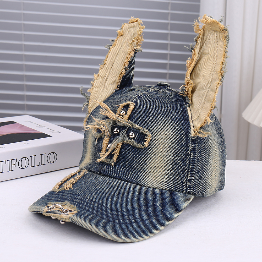 Adjustable Size 3D Ear Decoration Baseball Cap Unisex Fashionable Hole Design Trendy Versatile Sun 5