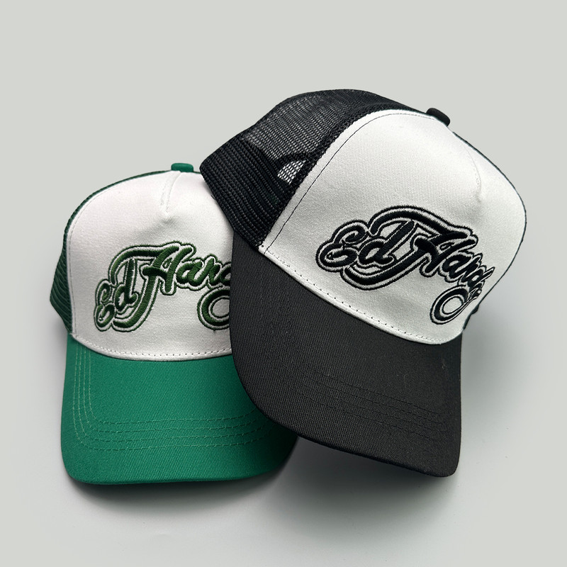 New Unisex Color Block Letter Embroidery Baseball Hats, American Style Sunshade, Breathable Hip Hop Mesh Trucker Caps