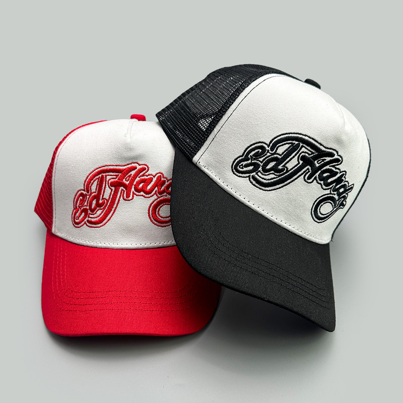 New Unisex Color Block Letter Embroidery Baseball Hats, American Style Sunshade, Breathable Hip Hop Mesh Trucker Caps