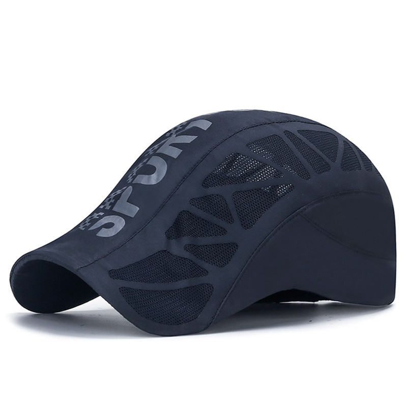 Quick Dry Men Sports Hat, Golf Driving Cycling Cap, Letter Print Newsboy Flat Ivy, Breathable Net Mesh Summer Baseball